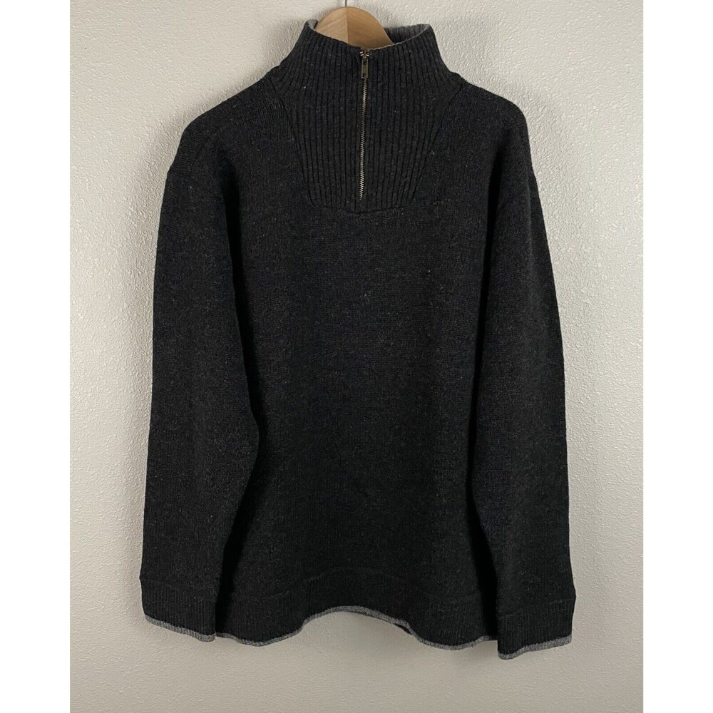 IrelandsEye Mens XL Gray 100% Wool Pullover Mock Neck Sweater